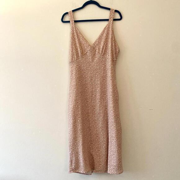 CHARLIE HOLIDAY peach and brown floral midi dress - Picture 2 of 6